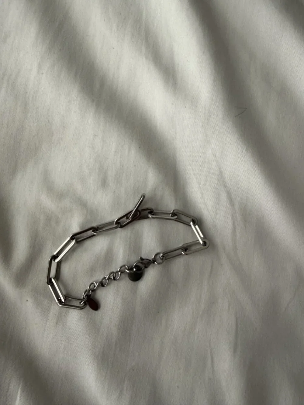 Silver Elongated Link Chain Bracelet